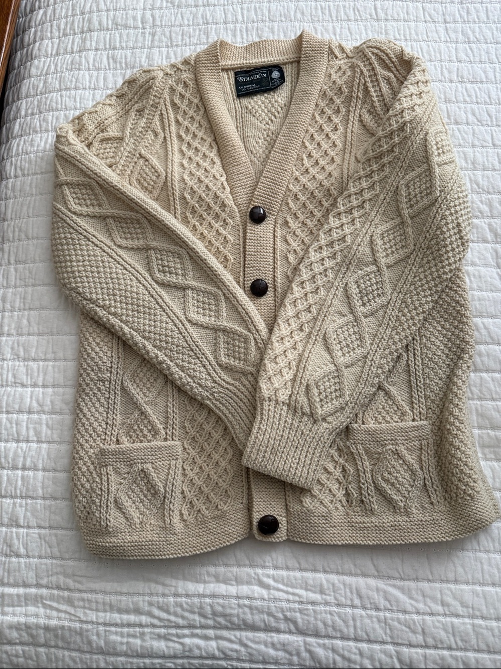 Standun Cream Cable Knit Cardigan